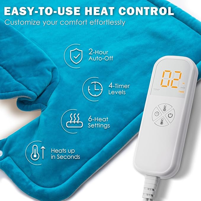 Mothers Day Gifts for Mom Her, Weighted Neck & Shoulder Heating Pad for Pain Relief | Father’s Day Gift for Dad Husband from Daughter Son Wife | 6 Heat Settings, 2H Auto‑Off | Home & Office Use