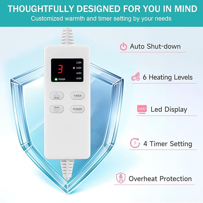 Cyan Heating Pad for Gifts Soothing Heat Therapy for Women & Men, Perfect Christmas, Mothers Day, Birthday Gifts fo r Her, Dad Gifts & White Elephant Gift, Cozy Stocking Stuffer for Men