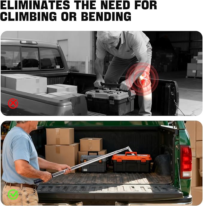 Grabber Reacher Tool,6.3 FT Reacher Grabber Pickup Tool for Heavy Duty Pickup Trucks Bed,Accessories and More Telescoping Pole with 2 Hooks-Silver