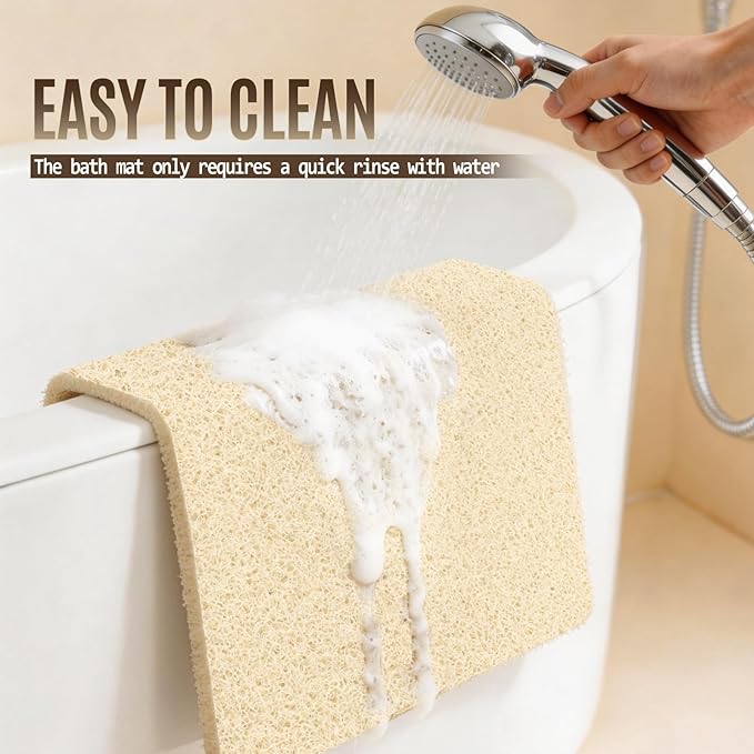 Joyhalo Shower Mat Bathtub Mat Non Slip, Bathmats Non Slip, Quick Drying Foot Scrubber Loofah Mats for Shower, Tub, Bathroom, Home, 17x24inch, Beige