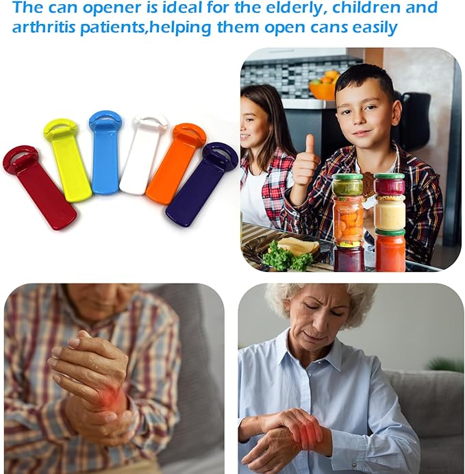6 Pcs Jar Key Opener for Weak Hands, Elderly & Children - Plastic Jar Lid Opener with Easy Grip Hand Held 5.5" Colorful Design