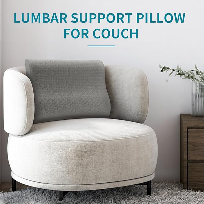 Lumbar Support Pillow for Recliner Chair - 17"x15"x5" Ergonomic Back Cushion with Gel Memory Foam, Adjustable Straps & Washable Cover, Back Pain Relief for Office Car Seat (Dark Grey)