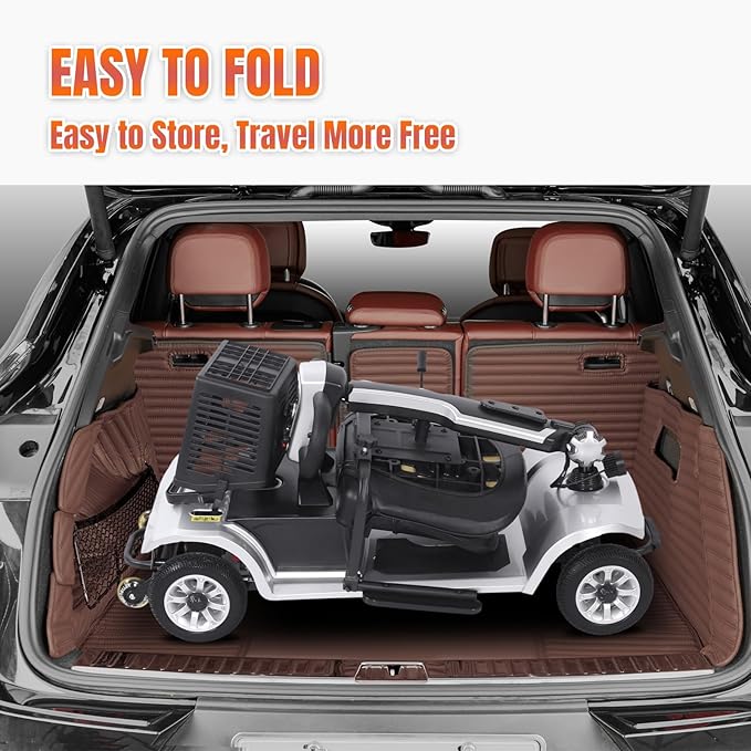 4 Wheel Mobility Scooter for Seniors & Adults Easy to Use Operate and Foldable ,Heavy Duty 418 LBS, 12.4 Mile Range, Tight Turning Radius