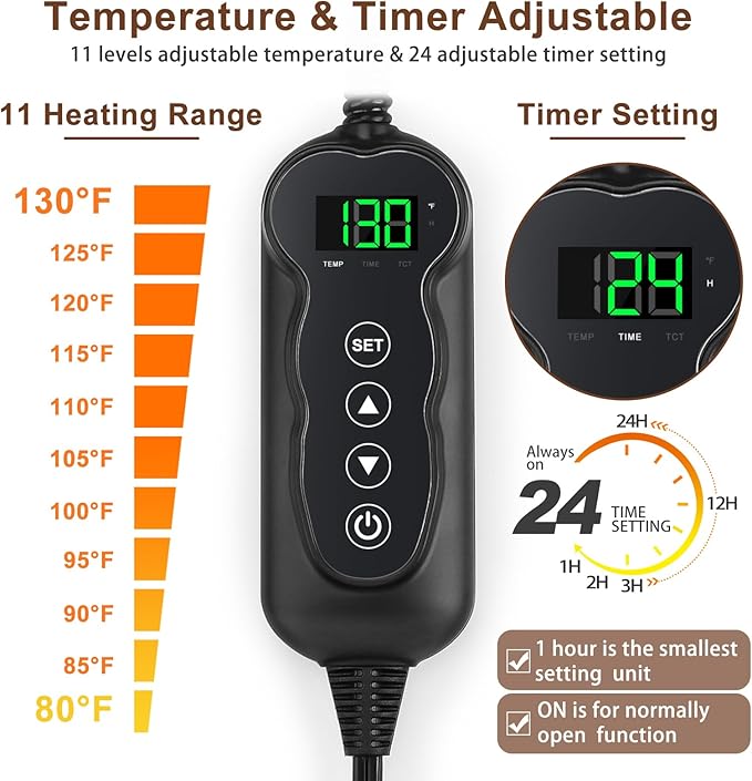 MIXJOY Heated Cat Bed, 11 Adjustable Temperature Cat Heating Pad Indoor with Timer, Pet Heating Pads for Cats Dogs, Electric Dog Heating Pad with Washable Cover, Heated Pet bed-18''x16'', Small