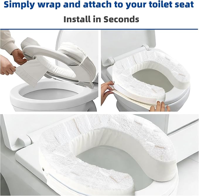 Toilet Seat Riser Cushion, 3 Inch Padded Toilet Seat Cushion for Seniors, High-Density Foam with Velcro Fastening, Stable & Non-Slip, Fits Standard & Elongated Toilets