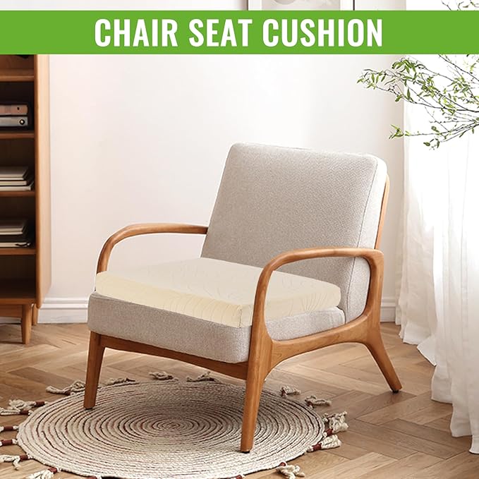 Recliner Cushions for Long Sitting Foam Seat Cushion Soft Tufted Layer for Elderly Seniors, Recliner Chair, Floor Pillow, Office Chair, Car, No Pressure on Thighs, 20X20X3 Inch - Leaves Beige