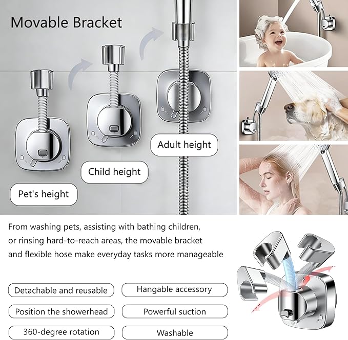 Filtered Shower Head with Handheld - High Pressure 6 Spray Modes Showerhead with Filters, Shower Head With Movable Bracket & 75" Anti-Burst Hose | 12 Replaceable Water Softener Filters for Hard Water