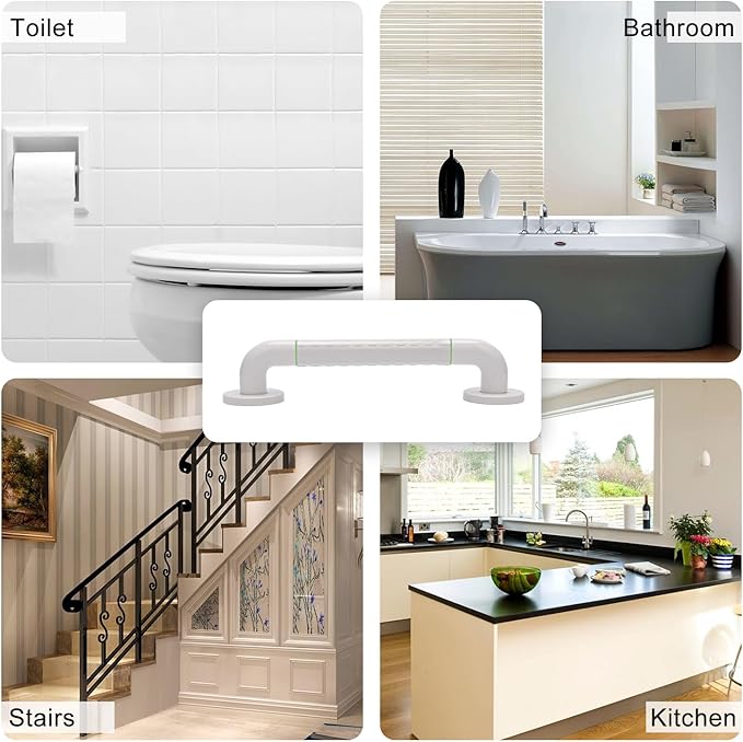 supregear Grab Bars for Bathtubs and Showers - Anti Slip Heavy Duty Shower Safety Handle - White Stainless Steel Support Rail for Bathtub Toilet Kitchen Stairway Elderly Children & Disability, 13.8 in