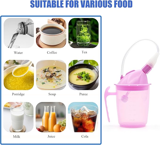 Spill-Proof Cup for Elderly 12oz Plastic Sippy Cup with Straw and Lid, Suitable for Disabled Adults Seniors Limited Mobility
