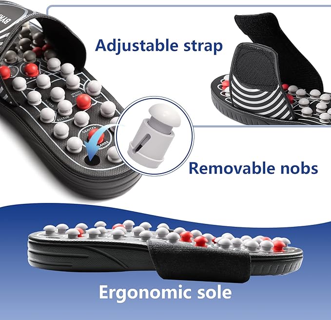 BYRIVER Acupuncture Massage Slippers Sandals Slides Shoes Mat, Arthritis Plantar Fasciitis Foot Neuropathy Pain Relief Massager for Circulation, Mothers Fathers Day Gift for Mom Dad(05S)