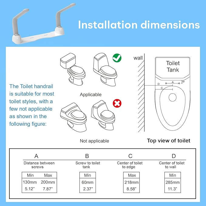 Toilet Safety Rail, Heavy Duty Foldable Toilet Handrail, Aluminum Alloy Support Up to 480LBS Perfect for Elderly Senior Handicap Pregnant