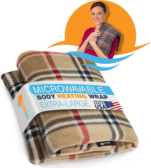 SunnyBay Extra Large Microwave Heating Pad, Microwavable Heavy Weighted Full Body Moist Hot Pack and Washable Fleece Cover, 10x24 Inches, 2.8 lbs (London)