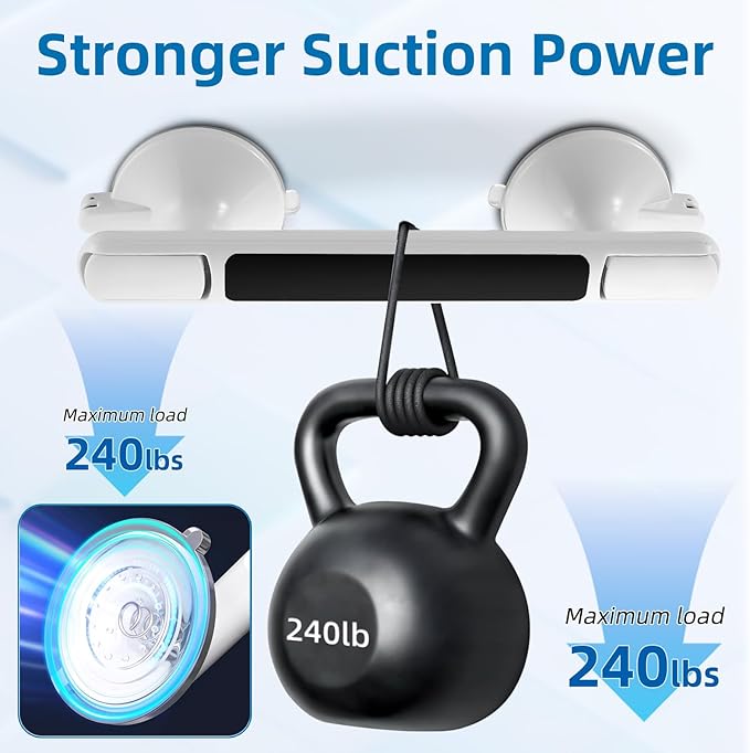 Grab Bar for Bathtubs and Showers, Zynuhmo 12 Inch Suction Cup Safety Grab Bar with 1PCS Bath Ball No Drilling Suction Shower Handrails for Seniors Elderly Kids Bathroom Assist Support(1Pack, Black)