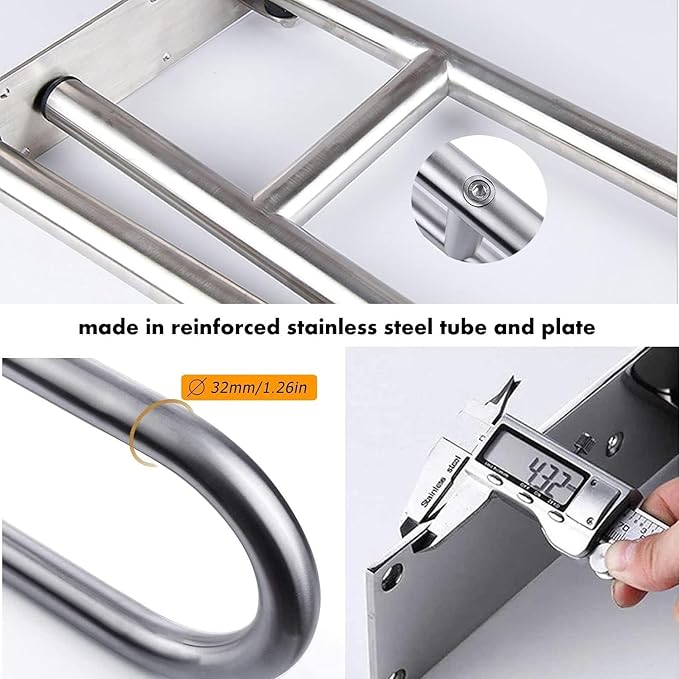 Toilet Grab Bar 31.5inch,Stainless Steel Foldable Bathroom Support Rail,Anti-Slip Handicap Grab Bars Safety Rails, For Seniors,Elderly,Pregnant,Disabled,Shower Grab Bars Supports 350lbs Load-1.26 Tube