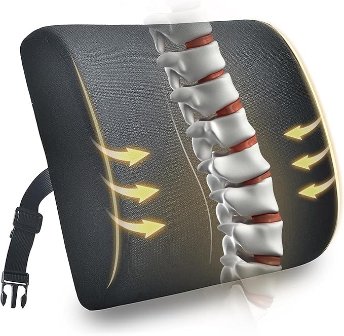 Back Support Pillow for Recliner Support Pillow with Gel Memory Foam Ergonomic Orthopedic Couch Lumbar Cushions for Elderly Lower Back Pain Relief Washable Cover, Black