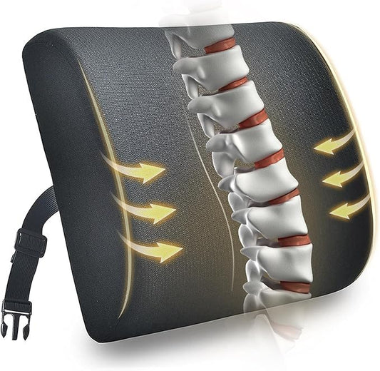 Back Support Pillow for Recliner Support Pillow with Gel Memory Foam Ergonomic Orthopedic Couch Lumbar Cushions for Elderly Lower Back Pain Relief Washable Cover, Black