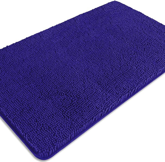 Royal Blue Bathroom Rugs – Absorbent and Washable Bath Mat, Non-Slip, Thick Soft Chenille Bath Rugs for Bathroom Floor, Shower, Sink - 26" x 44"
