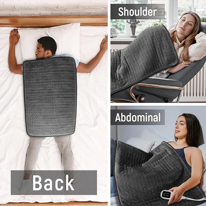 Extra Large Heating Pad for Back Pain Relief, 32"x24" King Size Electric Heating Pad for Period Cramps & Body Shoulder Legs Knee Feet, 6 Heat Settings, Auto-Off, Machine Washable, Gifts for Women Men