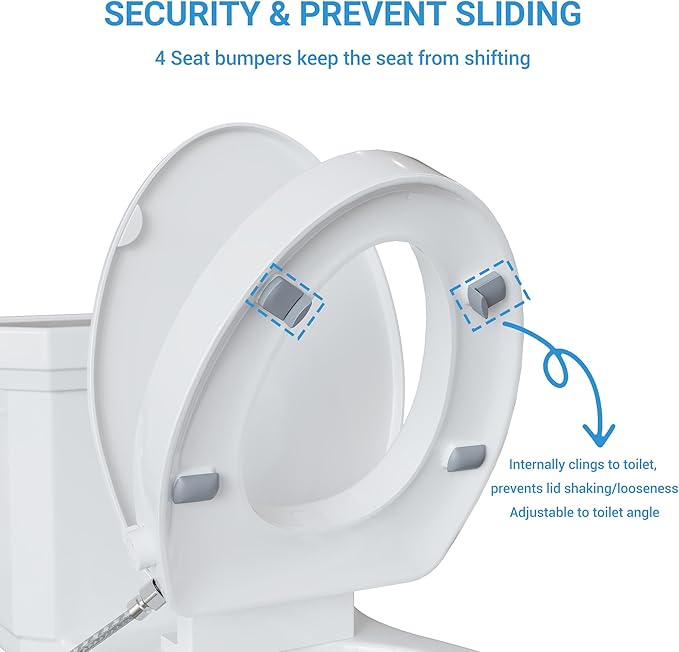 Bidet Toilet Seat Non Electric, Elongated Raised Toilet Bidet Seat with Dual Nozzles, Self Cleaning, Soft Close Lid, Rear and Feminine Washing for Seniors Adults