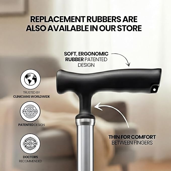 Allay Walking Canes for Men & Women - Adjustable Canes for Women for Stability, Self Standing Wide Quad Pivot Base, Light Weight, Soft Handle Grip and Travel Bag, Walking Sticks for Seniors & Adults
