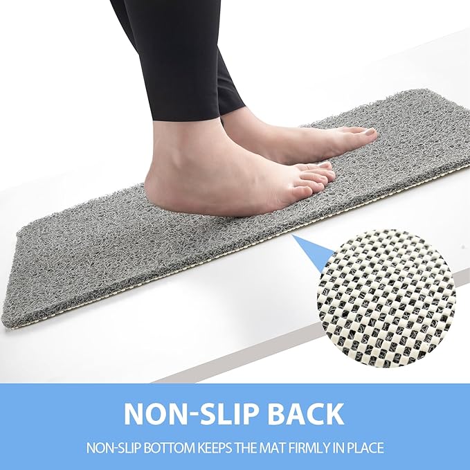 Hargiis Non-Slip Bathtub Mat, 2 Pack Anti Slip Shower Mat, Fast Drying Bathtub Mats, Foot Scrubber Mat, Anti Slip Mat for Tub, Floor, Bathroom, Kitchen, Home, Hotel (Grey 24"×16"+24"×16")