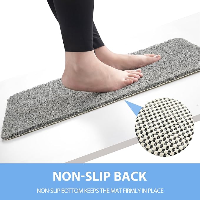 Hargiis Non Slip Shower Mat, Anti Slip Bath Mat, Quick Drying Bath Tub Mats, Foot Scrubber Mat, Anti Slip Mat for Tub, Floor, Bathroom, Home, Kitchen, Hotel (Grey 24”x24”)