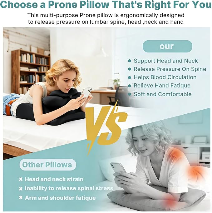 MOLERFO Ergonomic 27° Memory Foam Wedge Pillow for Back and Shoulder Support, Reduces Arm Pressure, Comfortable Support Cushion for Lounging, Reading, Watching TV, and Relaxation (Black) (Pink)