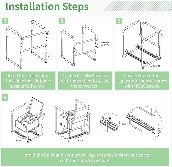 Dry Flush Toilet Safety Rails, Heavy Duty Toilet Frame for Elderly Seniors Handicap & Disabled, Pregnant, Injury, Surgery, Fits for Modiwell Toilets