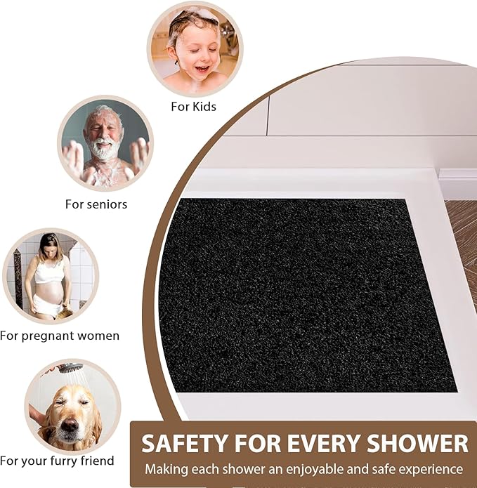 Shower Mat Non Slip: 35.4 x 23.6 Inch Extra Large Shower Mats for Inside Shower with Drain Hole - Soft PVC Loofah Anti Slip Shower Stall Mat for Walk-in Shower and Bathroom, Quick Drying