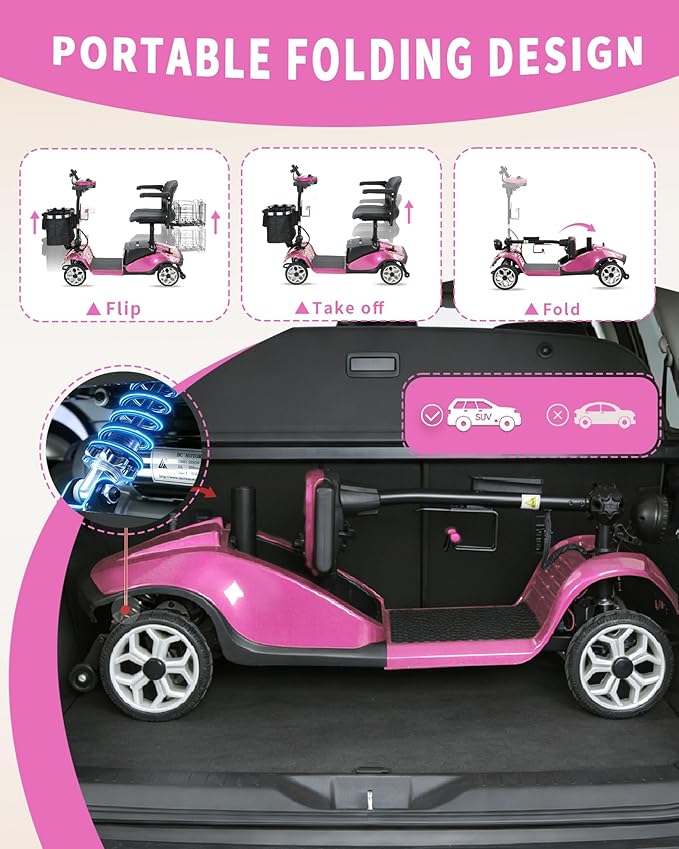 Mobility Scooter for Seniors/Adults, up to 300lbs Capacity, 4 Wheel Heavy Duty Mobility Scooters with 15 Miles 350W 5MPH，Front Basket, Adjustable Seat, LED Headlights
