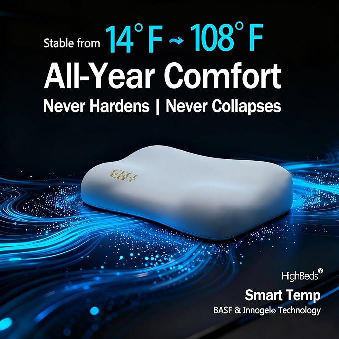 HighBeds Smart Cervical Neck Pillow: Your Nighttime Recovery System for Shoulder & Neck Pain Relief (Grey)
