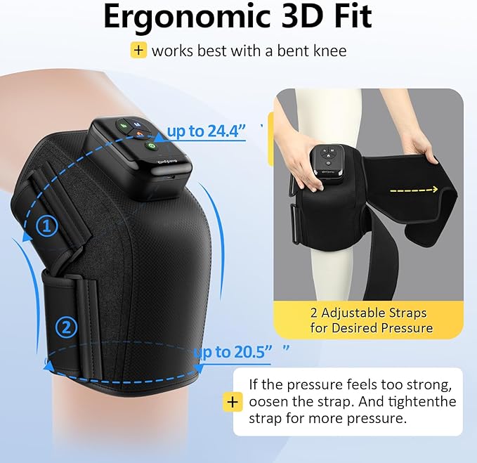 Comfytemp Air Compression Therapy Device K1006, Cordless Knee Massager for Circulation and Pain Relief, FSA Eligible HSA Heated Massage Wrap with 3 Modes & Intensities, Ideal for Men Women Seniors