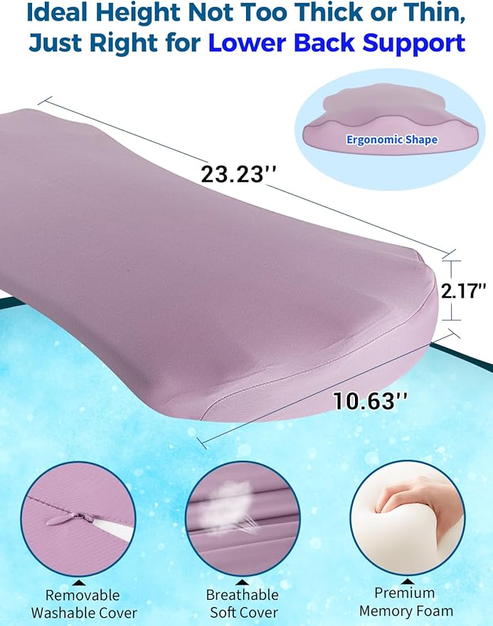Fledano Lumbar Support Pillow for Bed – Floor Pillows & Cushions - Memory Foam Lower Back Pain Relief Pillow for Sleeping, Ergonomic Lumbar Pillow for Side & Back Sleepers, Sciatica & Hip Pain Relief