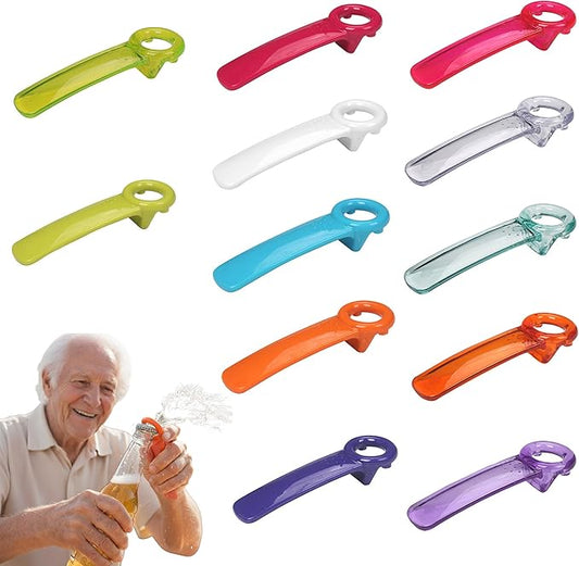 12PC Bulk Rainbow Jar Key & Easy Open Popper Lid Openers — Easy Smooth Grip Can Popper Tool for Children, Elderly, Arthritis or Weak Hands (Opaque and Transparent Purple,Red,White,Orange,Blue,Green)