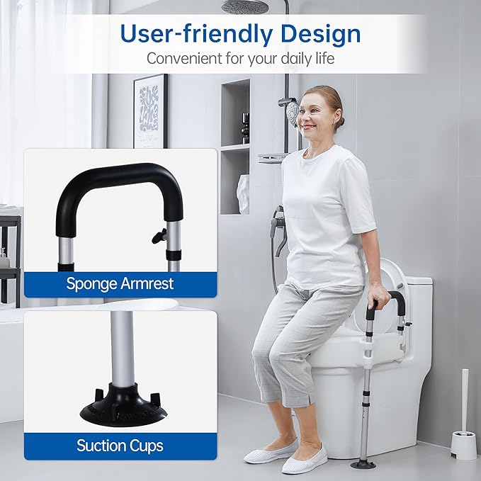 Raised Toilet Seat with Handles, Elevated Toilet Seat Riser for Elderly and Disabled, Support 300 lbs