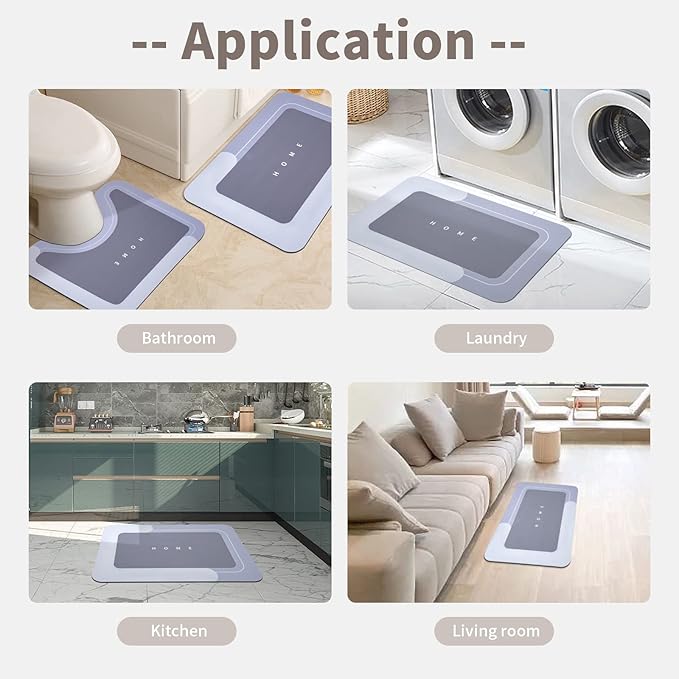 Housego 3PCS Absorbent Bath Mat Magic Rug Sets, Quick Drying Bath Mat Non-Slip Floor Rug Rubber Backed for Bathroom Kitchen Shower Sink (16.9''x23.6''+19.7''x23.6''+19.7''x31.9'', Blue)