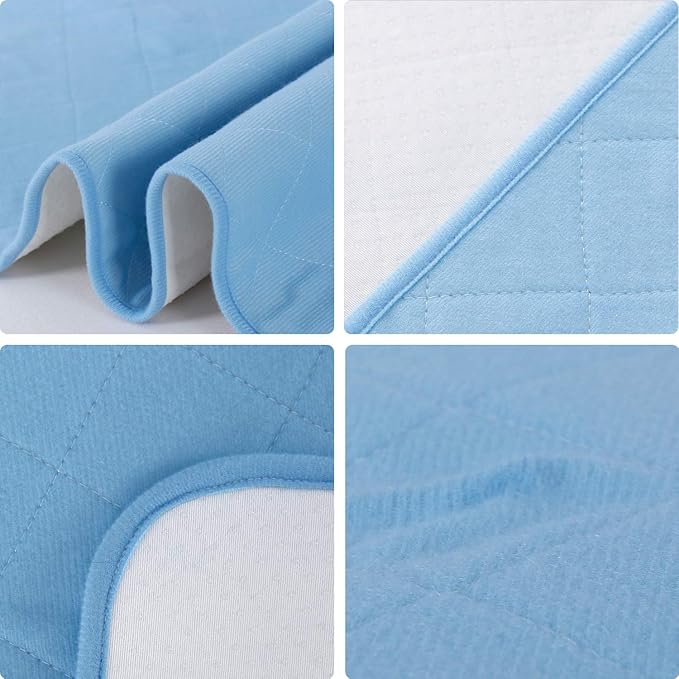 Bed Pads Washable Waterproof(4 Pack, 34 x 52), Washable and Reusable Anti Slip Chuck Pads Incontinence Underpad Sheet Protector for Adults, Elderly, Kids, Toddler and Pets, Blue