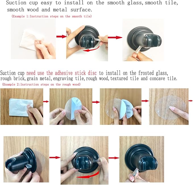 JiePai Suction Cup Shower Head Holder, Adhesive Suction Handheld Shower Head Holder Bracket,Removable Wall Mount Head Holder for Bathroom,Brushed Nickel