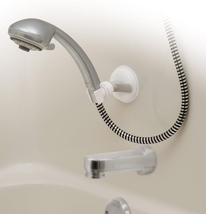 Changing Lifestyles Safe-er-Grip Portable Shower Arm, Contrasted White with gray accents