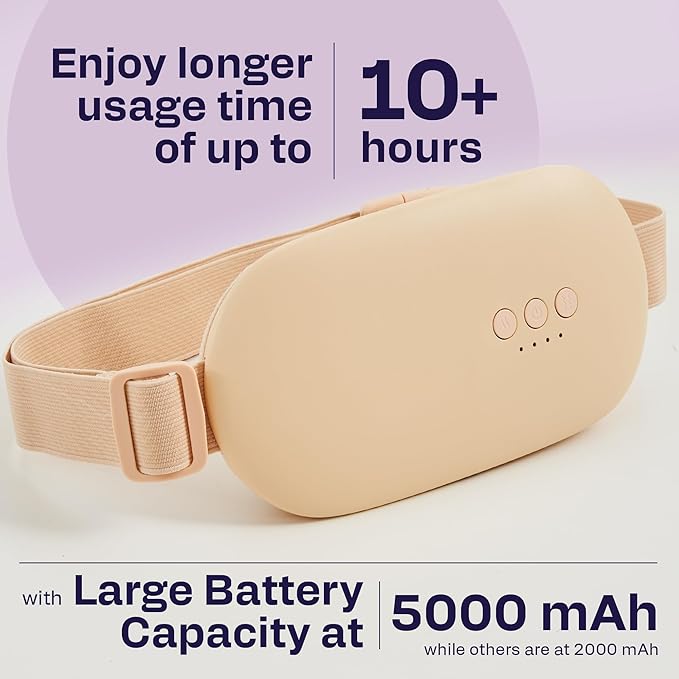 Heating Pad for Cramps | Period Pad for Cramps, Cordless Menstrual Heating Pad with 4 Temperature Levels, 5 Vibration Settings, Portable, Fast Heating, Auto Shut-Off, Large Battery Capacity