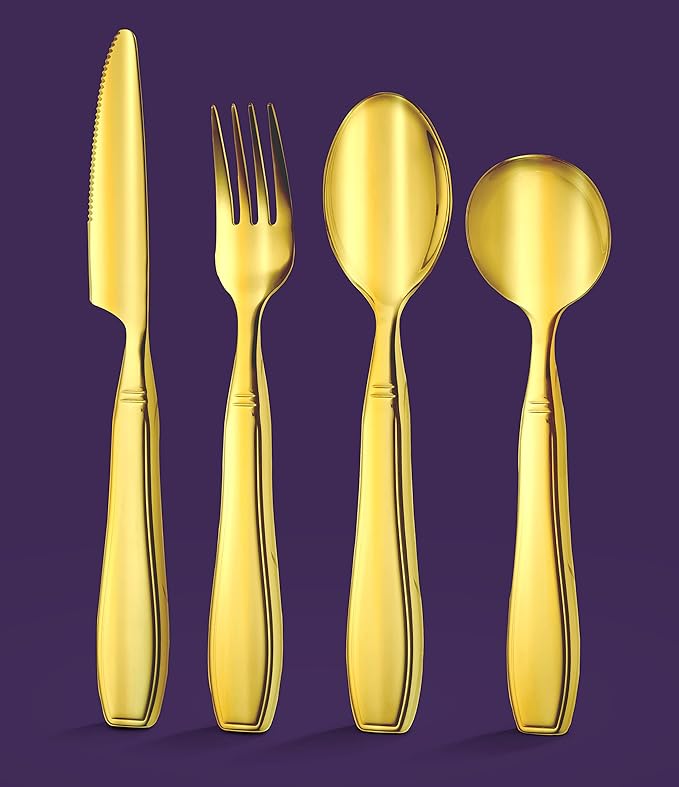 Special Supplies Premium Stainless Steel Weighted Flatware for Parkinson's Patients- Adaptive Silverware for Adults with Hand Tremors-Wide Non-Slip Grip, Easy to Clean -Weighted Silverware For Elderly