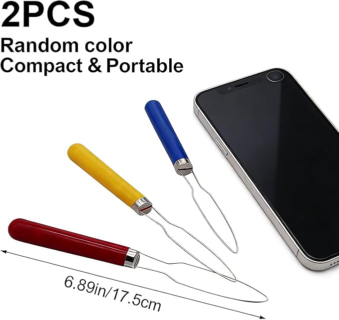 2 Pcs Button Hook Dressing Aid with Comfort Grip Handle - One Hand Button Helper for Arthritis, Seniors & Independent Living (Random Colors)
