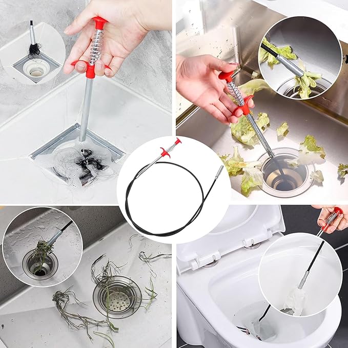 Drain Snake,118 inch Flexible Grabber Claw Pick Up Reacher Tool,Drain Clog Remover - Gutter Cleaning Tools for Home Sink, Bathroom Tub,Drain, Toilet, Tight Spaces