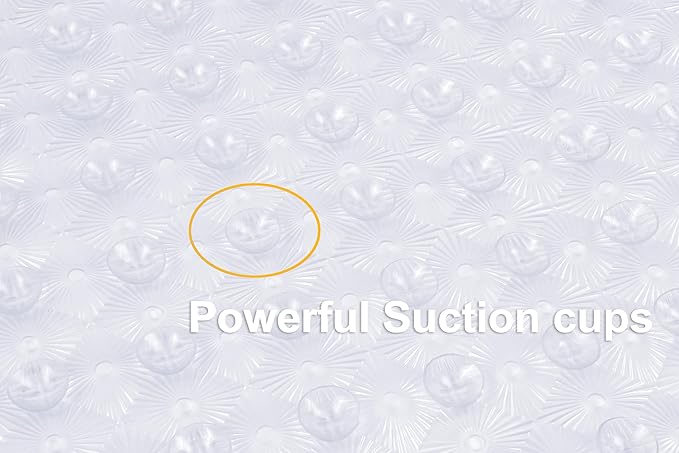 Bathtub Mat Non Slip with Suction Cups 15"x27" - Anti-Slip Shower Mat for Kids, Toddlers, and Seniors - Machine Washable Bath Tub Mat with Multiple Drainage Holes (Clear)