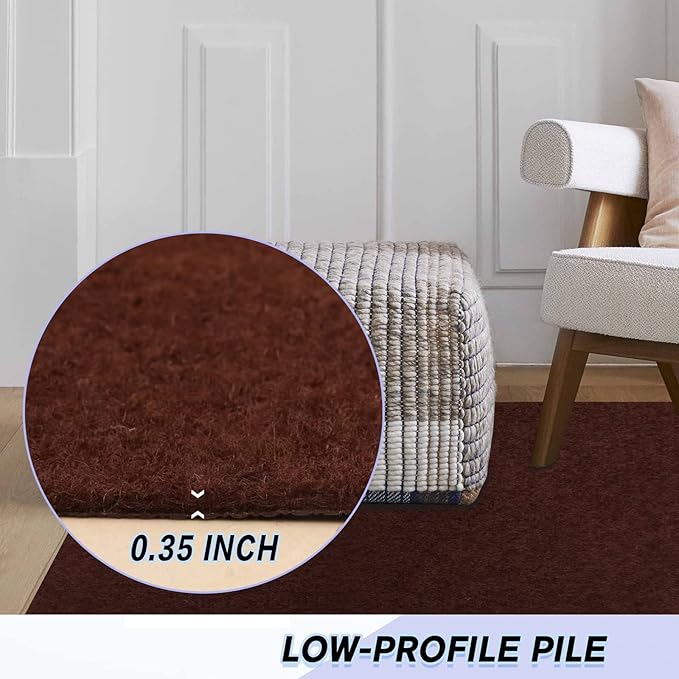 Custom Size Backed Non-Slip Area Rugs Runner, Easy Clean, Waterproof Runner Rugs for Hallway Entryway, Kitchen, Laundry, 2FT x 68FT, Brown
