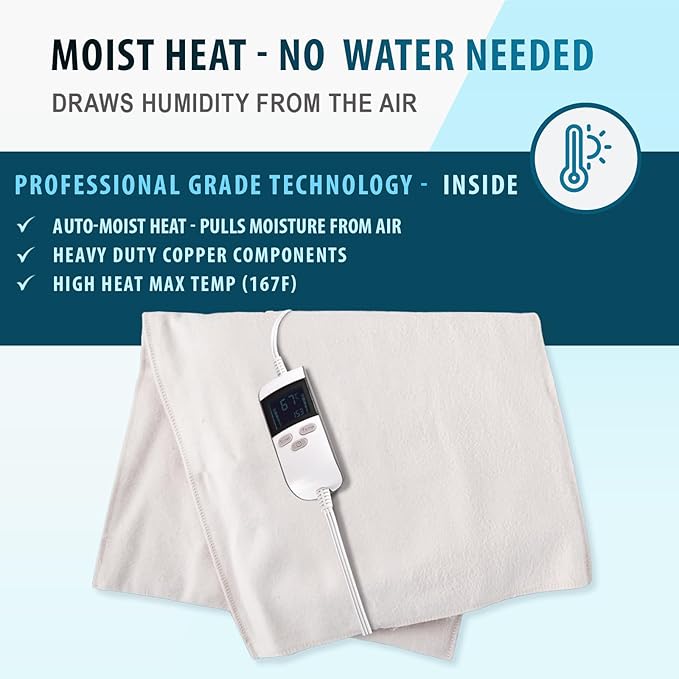 Professional Grade Heating Pad with Automatic Moist Heat by ThermoRelief, Extra HOT Heating for Deep Penetrating Heat - 2nd Gen Version (Medium Size Digital - 18" by 14")