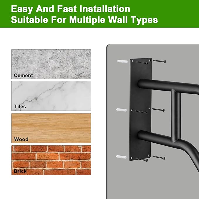 U-Shaped Safety Handrail for Stairs 1-3 Steps, Wall Mounted Handrails Indoor/Outdoor - 530lbs Load, Anti-Slip & Rust-Proof, Elderly & Disabled Assist at Porch, Deck, Bathroom