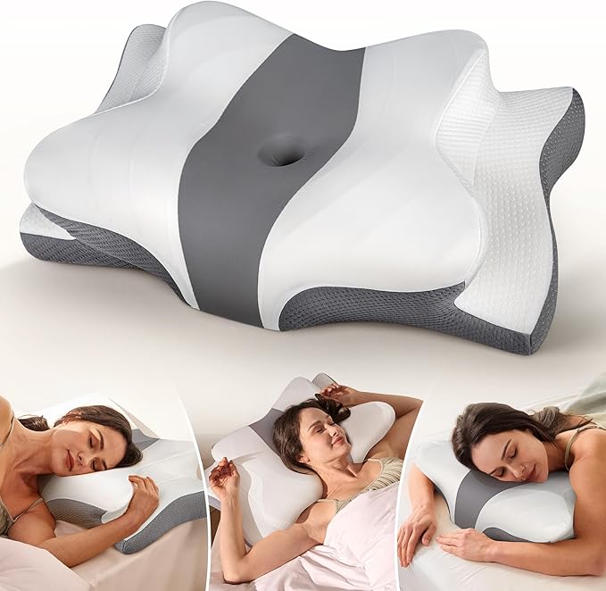 Cozyplayer True Cooling Cervical Neck Pillow for Pain Relief, Ergonomic Side Sleeper Pillow for Neck Support, Odorless Orthopedic Contour Memory Foam Pillows, Bed Pillow for Back Stomach Sleeper