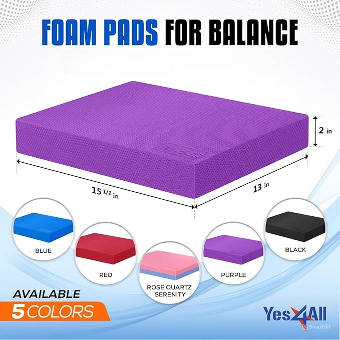 Yes4All Balance Pad, Nonslip TPE Foam Balance Pad with Upgraded Sizes - L, XL, XXL Balance Mat for Fitness, Yoga & Stability Training - Multicolor Options