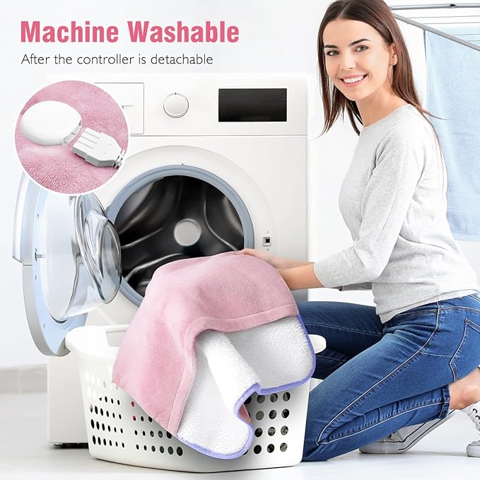 Foot Warmer Electric, Heating Pad King Size Ultra Soft Flannel, Extra Large for Bed, Abdomen, Feet, Back, Cramp, Office/Home Under Desk, 10ft Cord, Auto Off, 22" x 20" - Pink